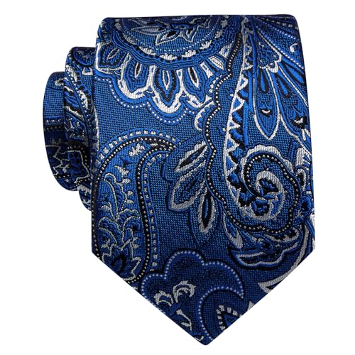 Image of YourTies Royal Blue Tie for Men Silk Paisley Men's Necktie Woven Jacquard Formal Business Party Wedding Designer