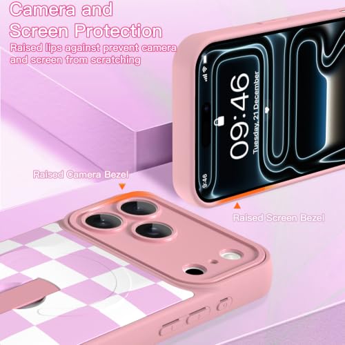 Image of ZIYE for iPhone 17 Pro Case Checkered Compatible with Magsafe Pink & White
