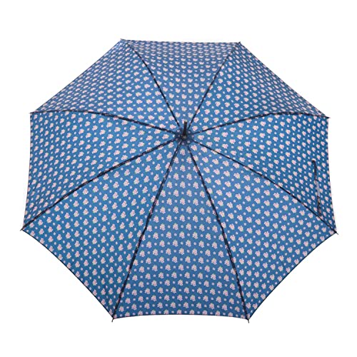 Laura Ashley Womens Ladies Classic Stick Umbrella, Windproof, Sun And Rain Proof Water Resistant Canopy With Large J Handle - Floral Blue #TOP1