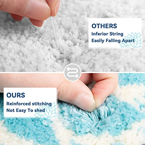 Nymphia Bathroom Rug Runner 24X60 Extra Long Bathroom Rugs Non Slip Absorbent Cute Dahlia Floral Bath Mat Large Runner Rug For Bathroom Kitchen Bedroom Hallway, Machine Washable, Blue Green Teal #TOP6