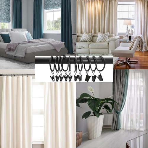 Azmoncy SHAPPY-CURTAIN RINGS-01 16 Pack Curtain Rings With Clips, Window Clip Rings Black Curtain Hooks Hangers Clip Rings thumb #6