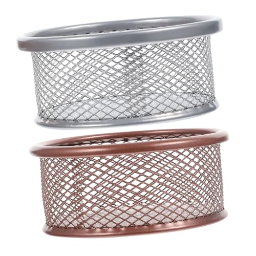ERINGOGO Rose Gold Paperclip Dispenser Mesh Paperclip Holder Desktop Mesh Basket Metal Material