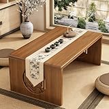 XIMSPHY Japanese Floor Table, Bamboo Folding Coffee Table for Sitting on The Floor, No Assembly Small Low Tables for Dinning Tea Room, Zen Living Room(Brown, 80CM)