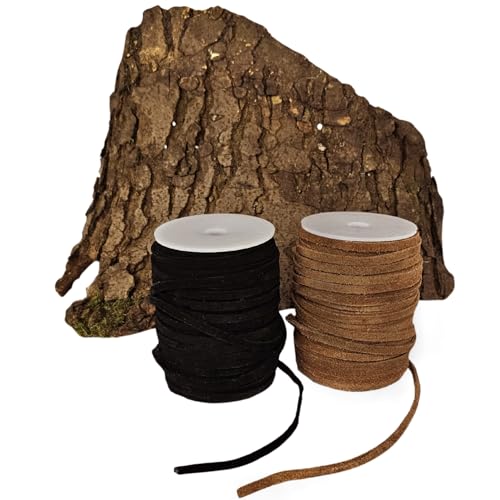 esnado Wildlederband 5 mm in Naturbraun | 1 Meter – echtes Leder, 1,5 mm dick, weich & vegetabil gegerbt – Schmuckband für Armbänder, Basteln & DIY Projekte
