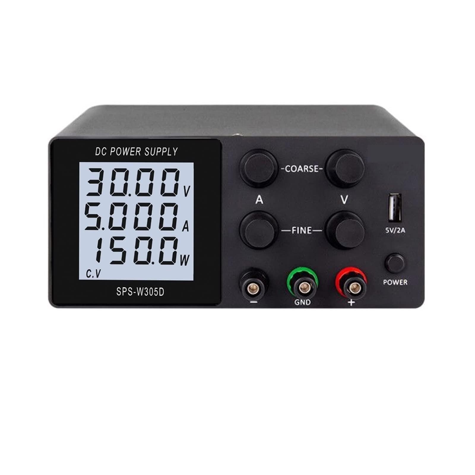 Labornetzteil, Einstellbares DC-Netzteil 30 V 10 A LCD-Bildschirm schützt Augen USB-Digital-Laborbank-Spannungsreglerschalter(SPS-W305D Black)