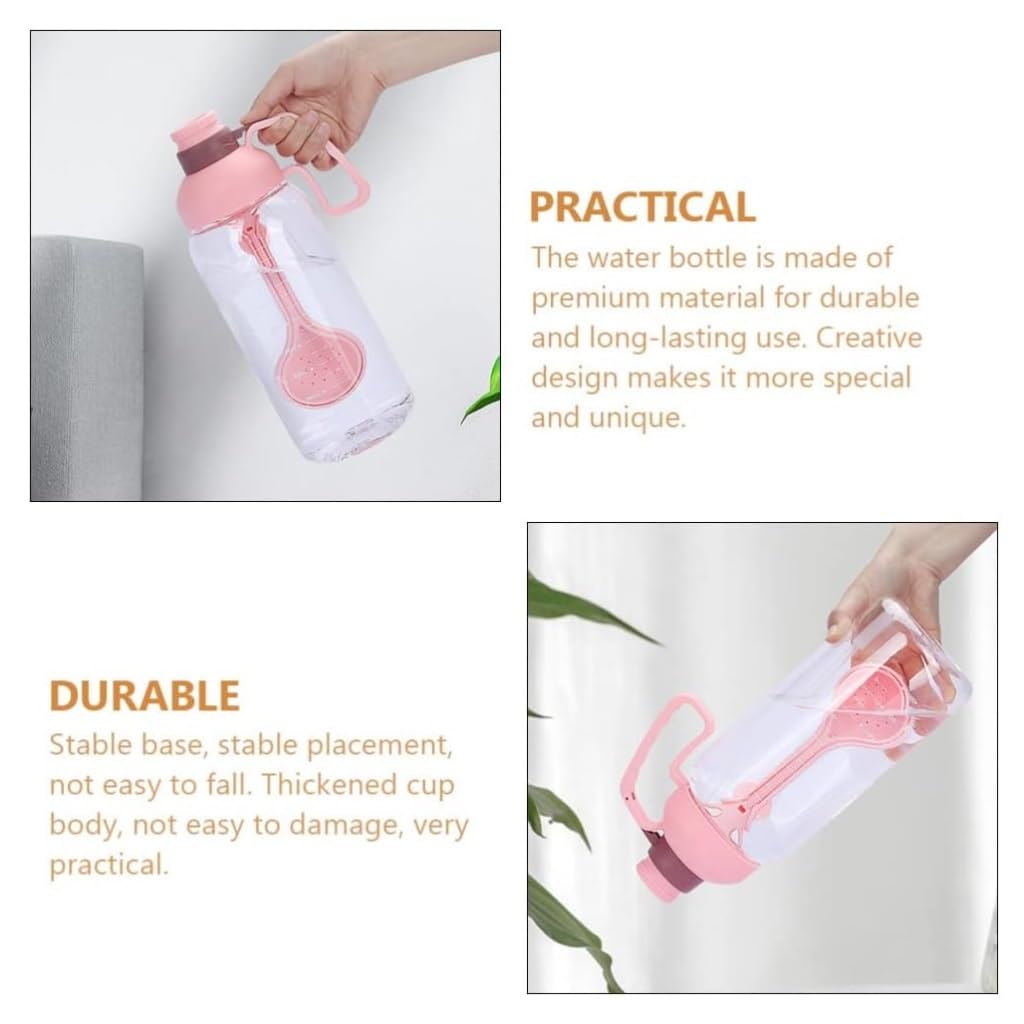 Bouteille d'eau Bouteille d'eau de bureau en plein air bouteille de paille d'eau de sport de forme physique bouteille d'eau portative avec la passoire à thé bouteille d'eau de 1.8L Gourde(Rosa)
