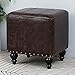 Skórzana Tapicerowana Kostka Pufa Otomana, Pufa Podnóżek Z Litego Drewna Kwadratowy Skórzany Stolik Do Salonu Mała Ławka,brązowy,40x34x40 Cm (16x13x16 Cali),Highend5