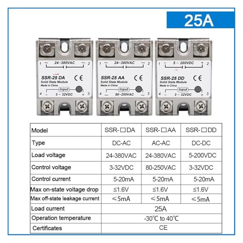 Relais statique CC à CC ou CA à CA haute isolation thermique SSR 10A 40A