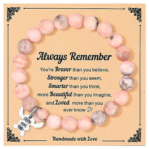 Stitch Gifts, Pink Pearl Stitch Bracelets for Daughter/Granddaughter/Niece/Sister, Natural Stone Bracelet Jewelry Gift for Birthday Christmas Valentines Day