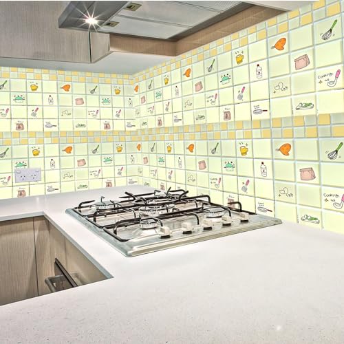 Image of SARVATRAY Self-Adhesive Wallpaper, Kitchen Stickers Oil Proof Heat Resistant, Wall Stickers for Kitchen, Wallpaper for Wall, Vinyl Sheet, Kitchen Wall 2 x 6.5 SQ FT (2 M Kitchen Style Orange WS)