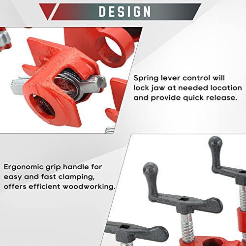 Atpeam Wood Gluing Pipe Clamp Set | 4 Pack Wood Clamps Heavy Duty Cast Iron Parallel Clamps Quick Release Pipe Clamps For Woodworking(4, 3/4") #TOP3