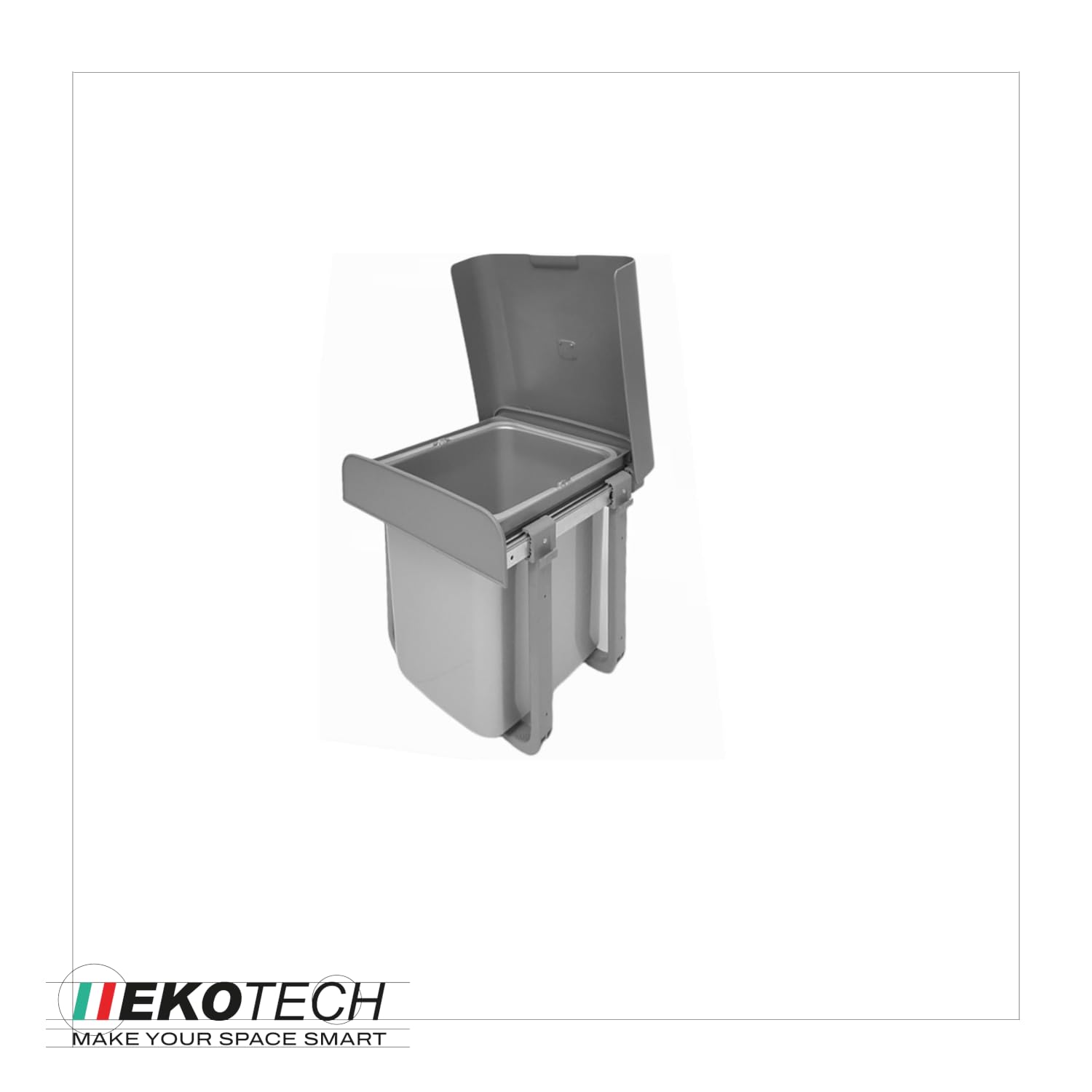 EKOTECH Poubelle Aladin - 16 l - Gris - À partir de 40 cm de largeur