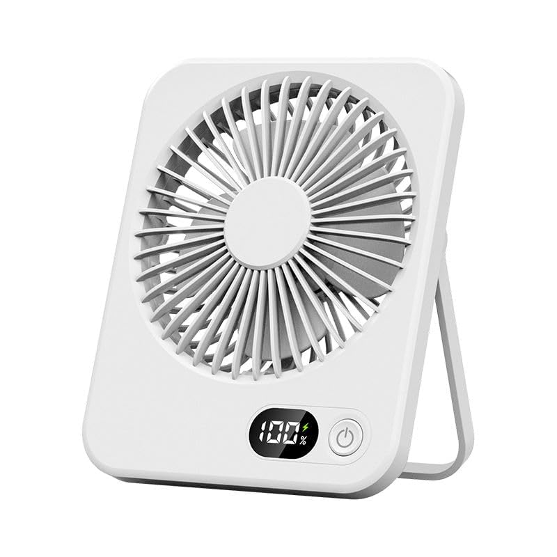 Mini Rechargeable Table Fan, Ultra-Thin Portable Desk Fan with Digital Display, 5 Speeds High Airflow, Quiet USB-C Personal Fan for Office, Home & Travel (Multicolor, 1200mAh)-image-49