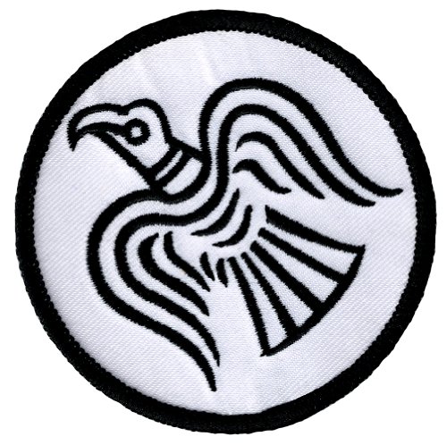 Odin's Raven White Embroidered Patch Viking Iron-on Norway Flag Banner