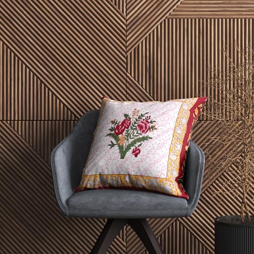 Image of BLOCKS OF INDIA Hand Block Printed Cotton Linen Cushion Cover (16 x 16 inches) (Color 5)