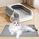 Katzenklo Matte70x50CM, Silikon Katzenstreu Matte, Katzenmatte Schichte Non-Slip Wasserdichte, Schichte Katzentoilette Matte, Leicht zu Reinigen Rutschfeste Katzenklomatte zur Streukontrolle (Grau)