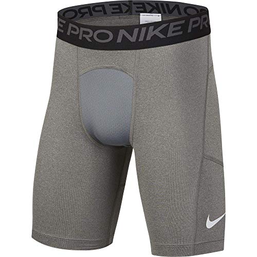 Nike Pro Boy's Dri-Fit Pro Cool Compression Shorts (Carbon Heather/White, LG (14-16 Big Kids))