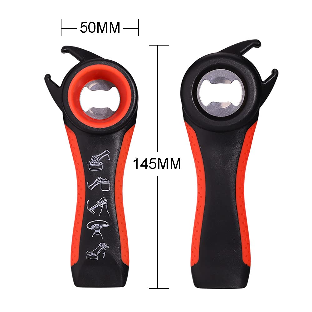 Abridor de Botellas multifunción 5 en 1 Acero Inoxidable for Abrir latas plástico y Cerveza, Ideal como Herramienta Cocina for camareros(Red)
