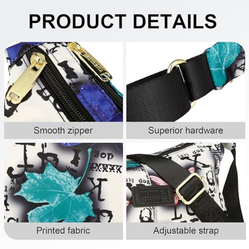 Simcat Crossbody Bag for Women, Printed Pattern Shoulder Bags, Large Capacity Multiple Pockets Ladies Crossbody Purses3