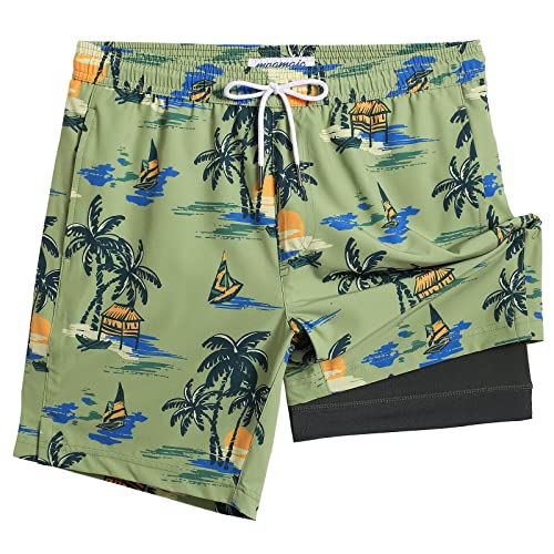Image of maamgic Mens Swim Trunks with Compression Liner 7 Inch Inseam Mens Bathing Suit Quick Dry Swimming Trunks Swimsuit
