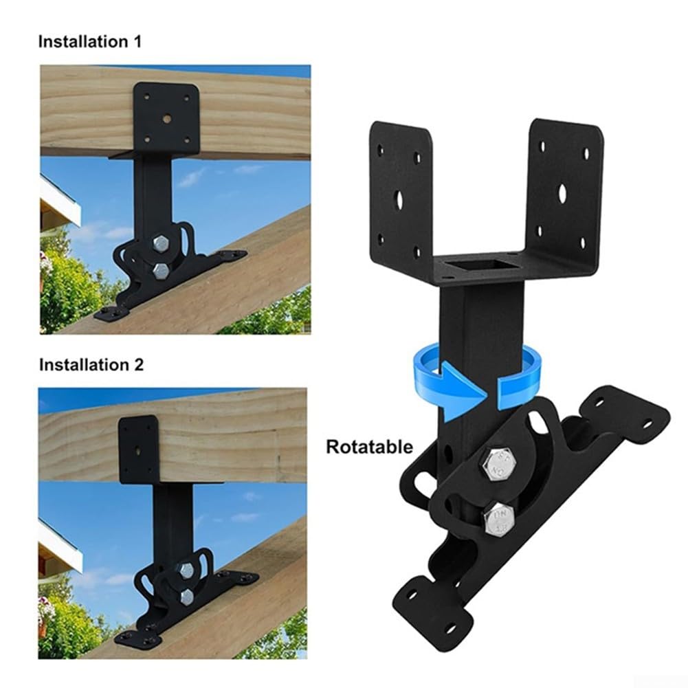Kit de support de toit de terrasse, support de pergola robuste rotatif à 180° en acier inoxydable pour pergola de terrasse en bois
