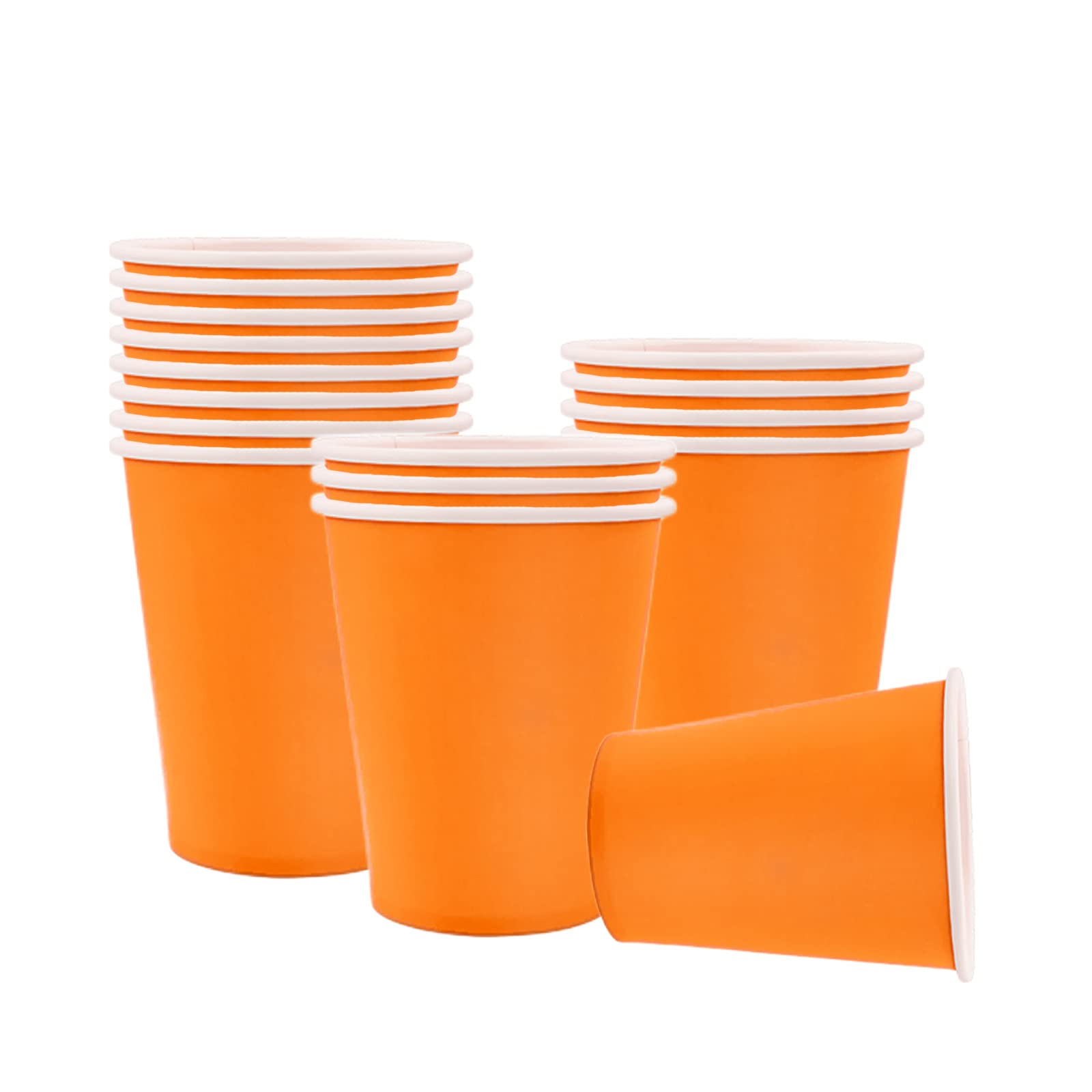 YAAVAAW 16Pcs Orange Party Paper Cups,9oz Paper Cups Cold/Hot Drinking ...