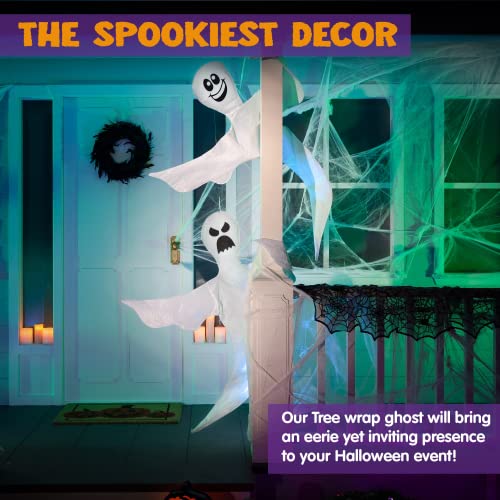 Image of JOYIN 2 Pcs 53 inch Halloween Decoration Outdoor, Halloween Bendable Hanging Ghost for Lawn, Tree, Pilar Decorations, Tree Wrap Ghost Party Supplies
