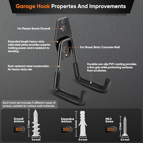 Nacial Heavy Duty Garage Hooks Set