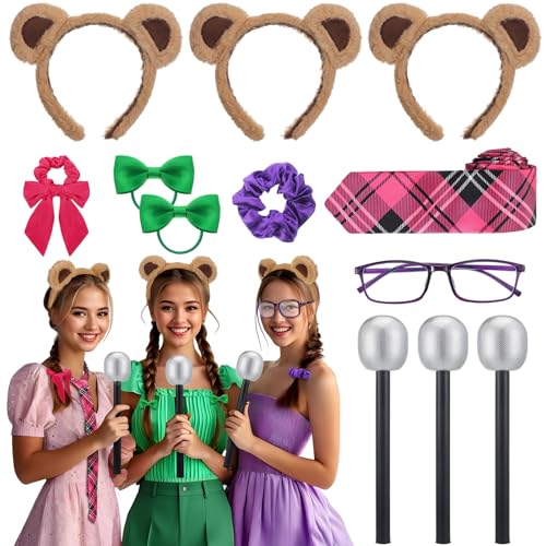 Suncalla 12 Pcs Halloween Trio Costume Singer Costume Accessories Include Squirrel Ears Headband...