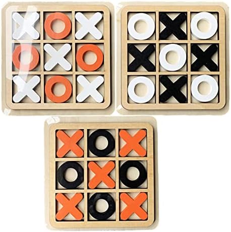 Augneveres Mini Tic-Tac-Toe Game, Wooden X O Blocks Tabletop Board Game Chess Toy for Adults, Kids, Home Decor, Coffee Table Game