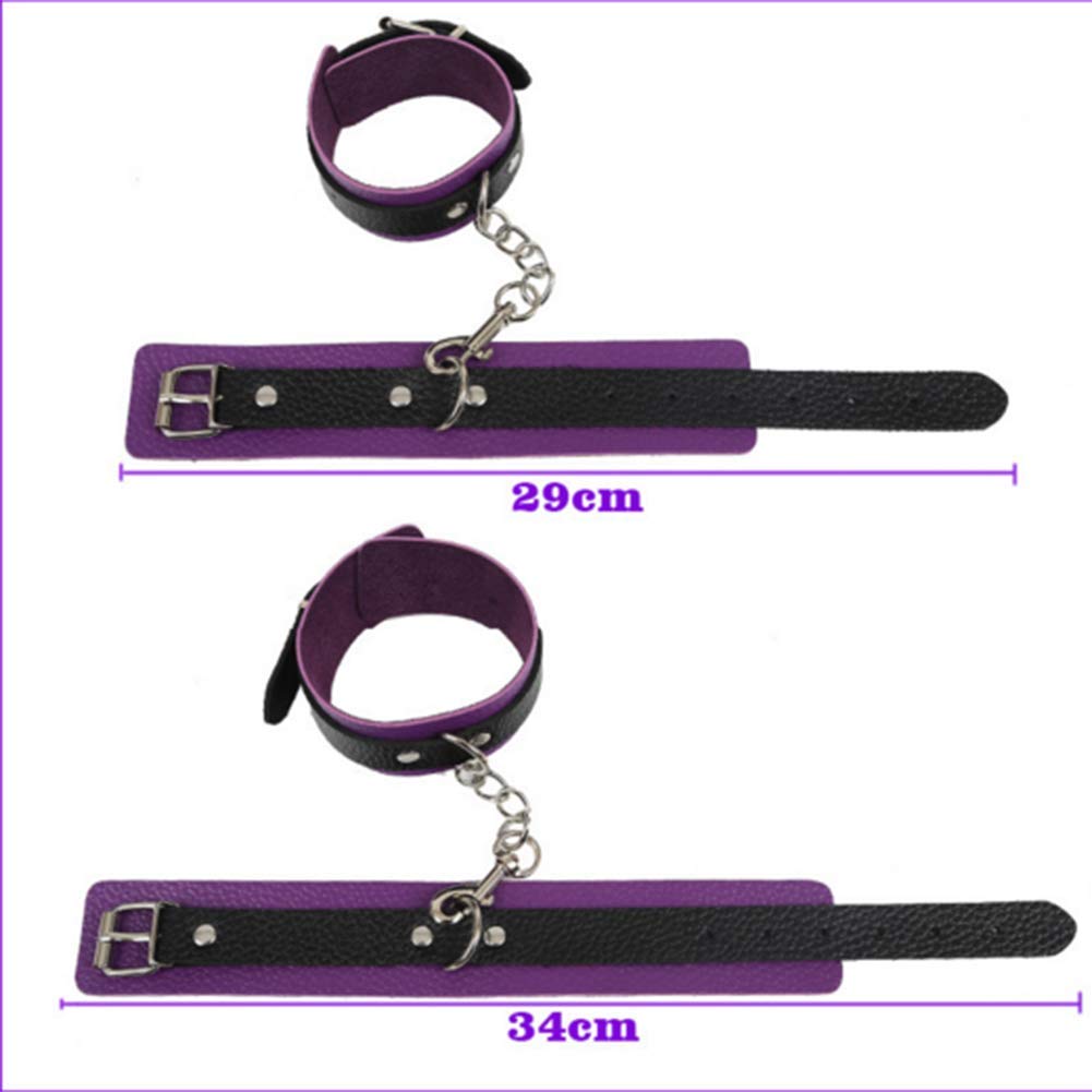 SM Adulto Flirtare Legame 7 Pezzi Set Uomini E Donne Maschera per Gli Occhi Pelle Manette Strumento di Tortura Oggetti di Scena del Sesso,Purple