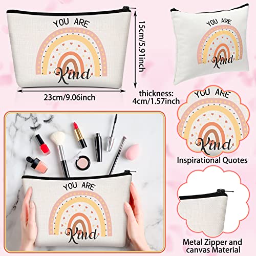 Pinkunn 68 Pcs Inspirational Gifts Bulk Inspirational Quote Key Chains Rainbow Canvas Cosmetic Bags with Zipper Motivational Stickers Button Badges Gifts for Teacher Birthday Graduation2