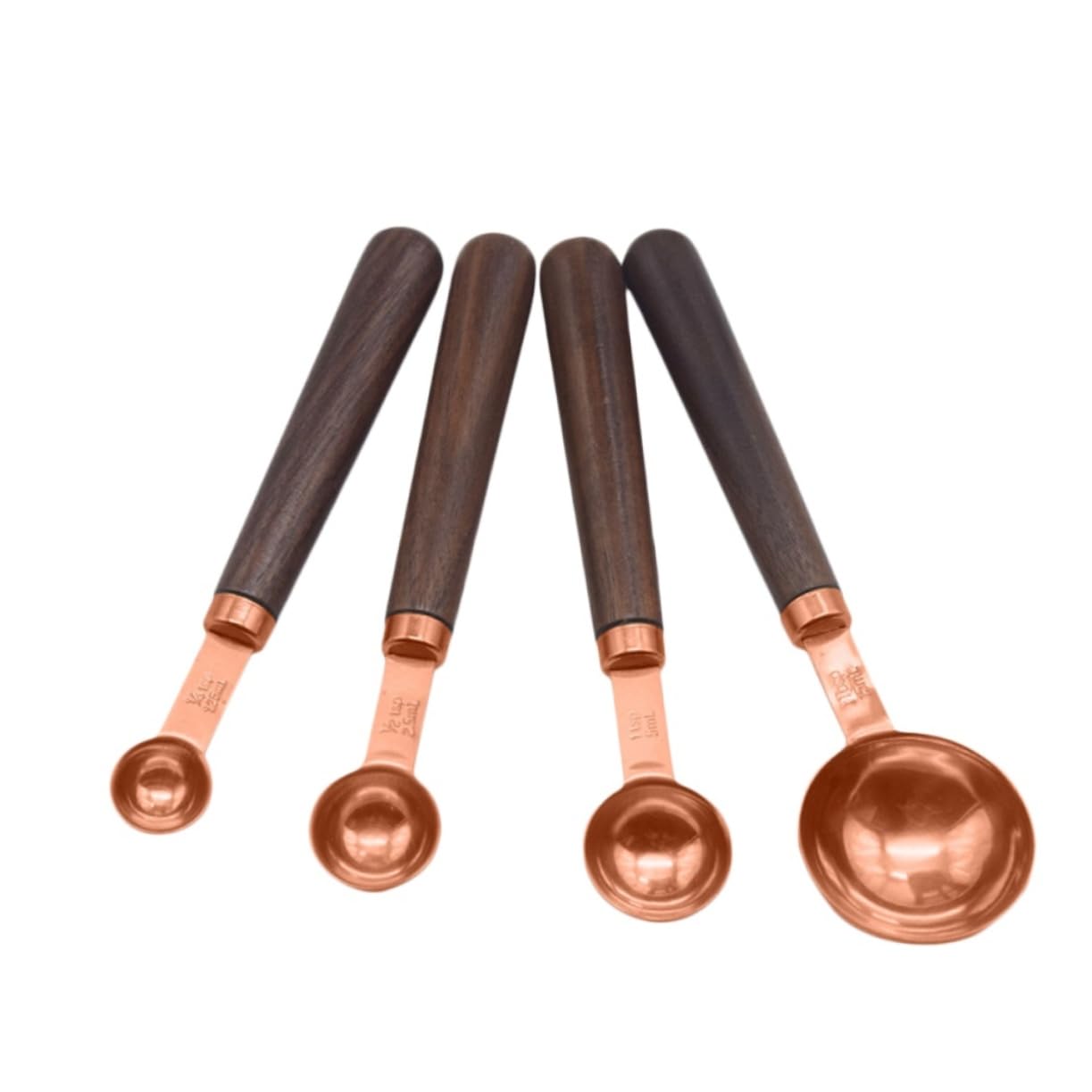 BESTonZON 12piezas Cucharas Medidoras De Acero Inoxidable Con Mango De Nogal Para Cocinar y Hornear Herramienta De Medición Elegante y Duradera