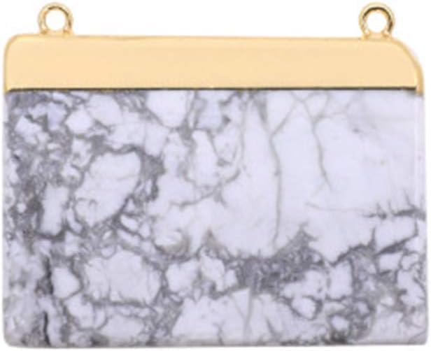 天然石ペンダント ホワイトパインストーン スクエアネックレス ダブルハンギングセーターチェーン 鎖