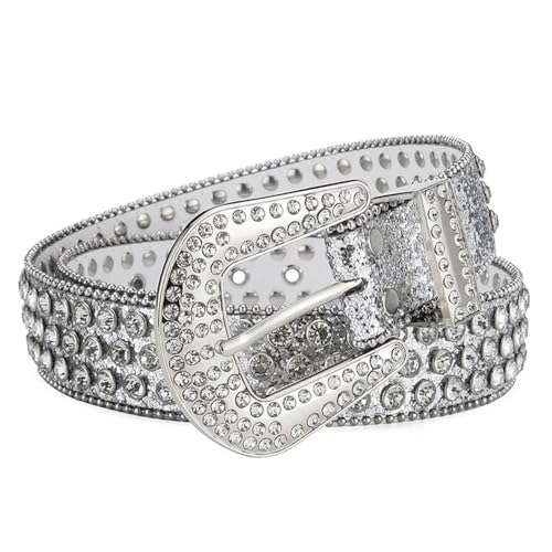 Ceinture pour hommes grande taille style western en cuir avec boucle strass