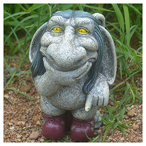 Statue cynique de nain de troll et figurine de pelouse en résine extérieure