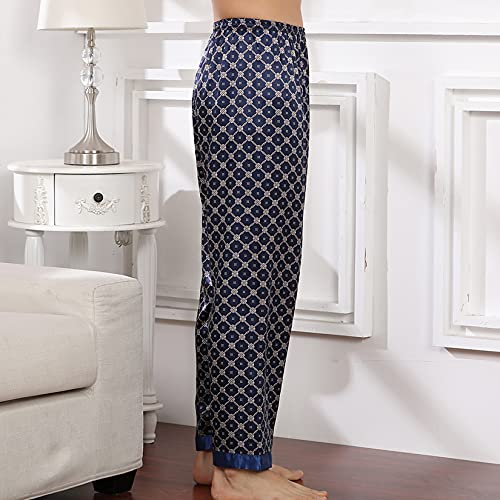 Lu's Chic Men's Cotton Pajama Pants Soft Knit Loungewear Jersey Sleep Bottom with Pockets Long3