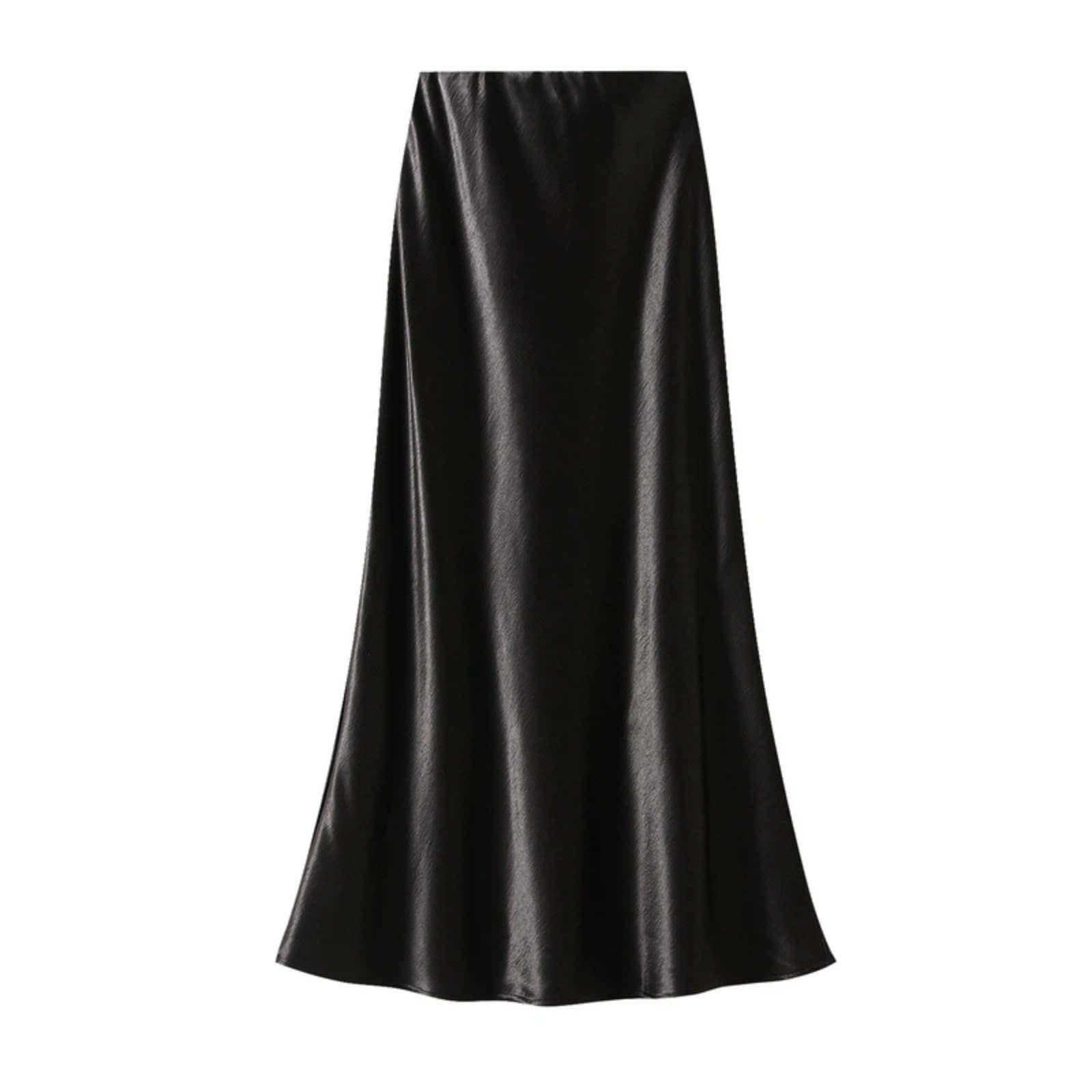 Falda Midi SATÉN Acetato Primavera Cola Pescado Mujer