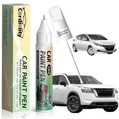 Image of QAK Glacier White /White Touch Up Paint for Nissan, Color Accurate Car Paint Scratch Repair Pen, Quick & Easy Fix Automotive Chips and Nicks