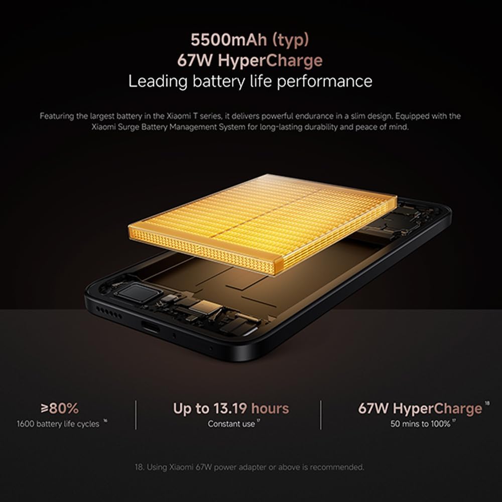 XIAOMI 15T Smartphone 12GB+512GB - Processeur MediaTek Dimensity 8400 - Ultra,Batterie 5500mAh avec Charge Rapide 67W, Appareil Photo Tripe Leica 50MP,ésistance IP68,Noir（avec Chargeur Inclus）