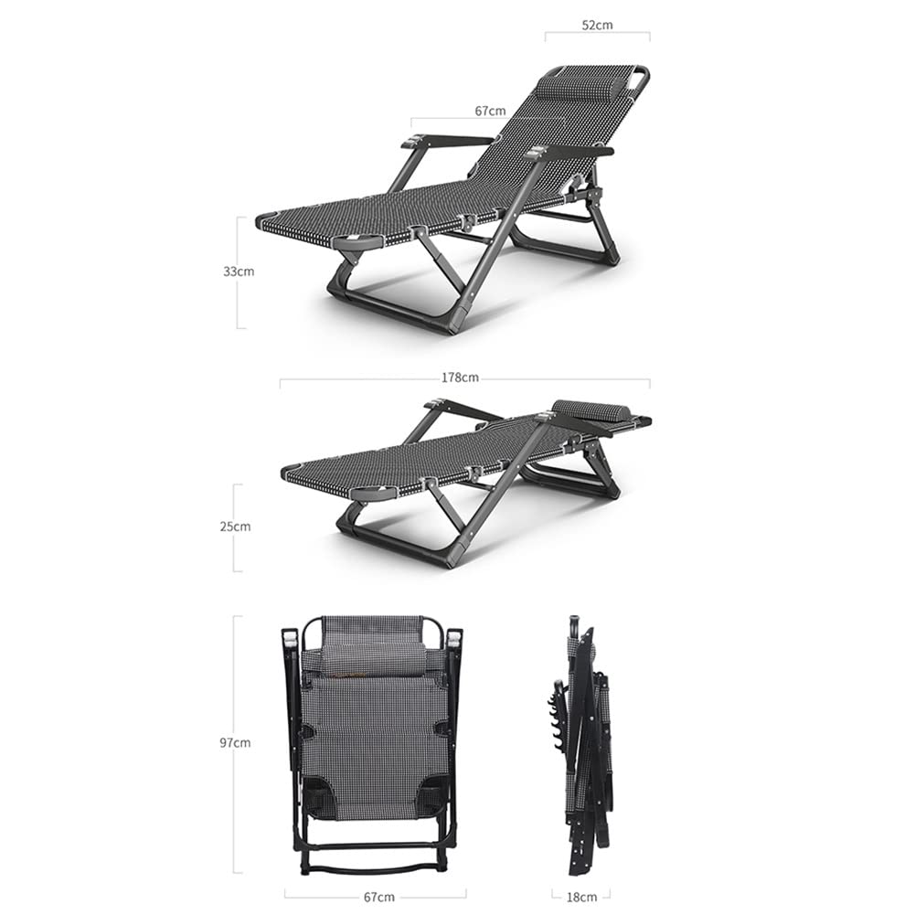 Sillón reclinable Plegable de Gravedad Cero para Exteriores, con Respaldo Ajustable y Almohada, Ideal para Piscina, Patio, Playa, césped, Interior, Estructura de Acero (Color: B)