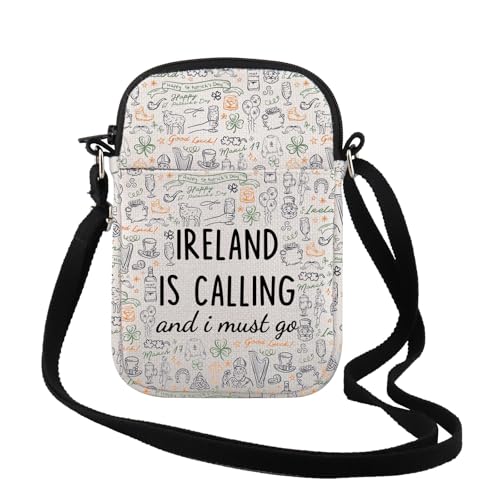 TSOTMO Ireland Trip Gift Ireland Lover Gift Ireland Merch Ireland Is Calling And I Must Go Zipper Pouch Crossbody Bag