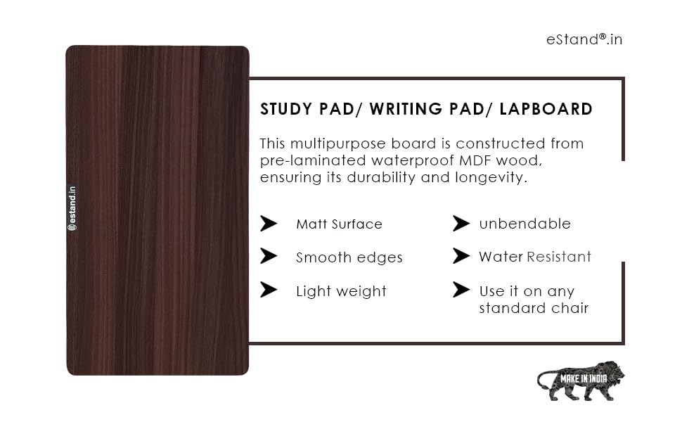 Image of Engineered Wood Lap Board | Multipurpose Laptop Desk for Bed & Sofa | Writing, Reading, Drawing & Study Table | Portable, Lightweight, Made in India| (Walnut, LB 14 inchX23 inch Walnut)