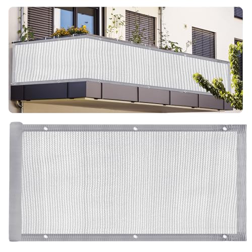 PATIKIL 3'x10' Patio Privacy Screen for Balcony Fence Cover for Apartment Railing Netting Mesh Shade Fabric Balcony Cover for Outdoor Deck Backyard Porch Railing Shield 90% (Gray)