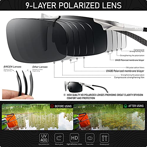 Image of BIRCEN Carbon-Fiber Polarized Sunglasses for Men: 0.74 oz & UV Protection