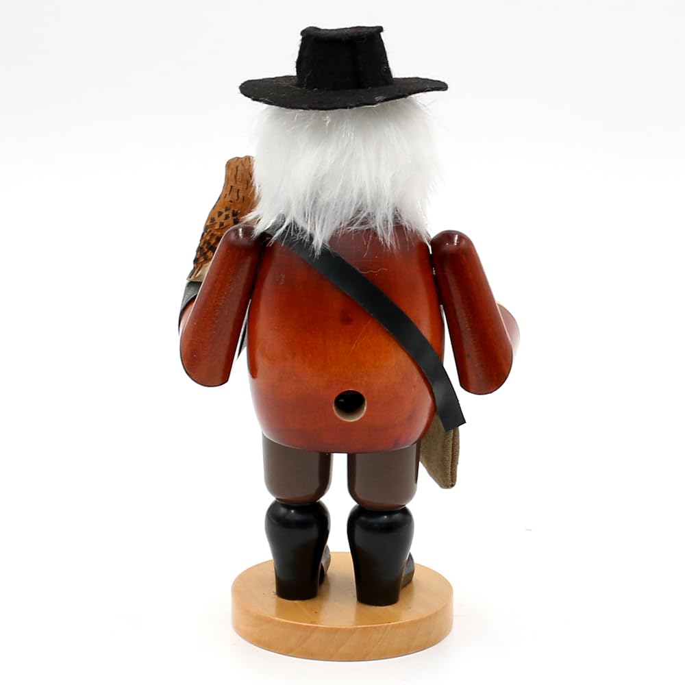 Dekohelden24 Holz Räuchermann als Falkner mit Falke auf den Arm, in naturfarben - braun, ca. 12 x 9,5 x 20 cm.