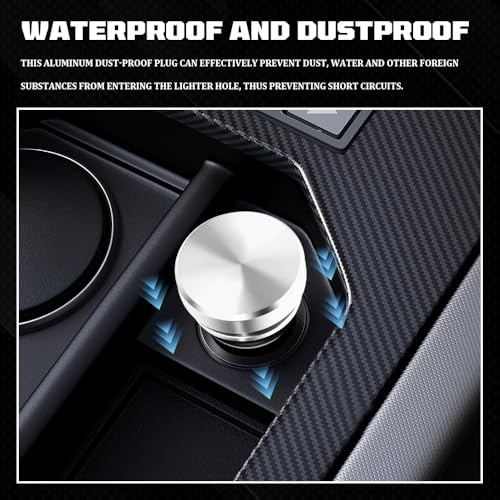 Image of Cigarette Lighter Cover, Dustproof Car Cigarette Lighter Plug Parts, Aluminum Plugs Cover, Waterproof Dustproof Cigarette Lighter Socket Cap for SUV Truck with 12V Power Source (Silver)