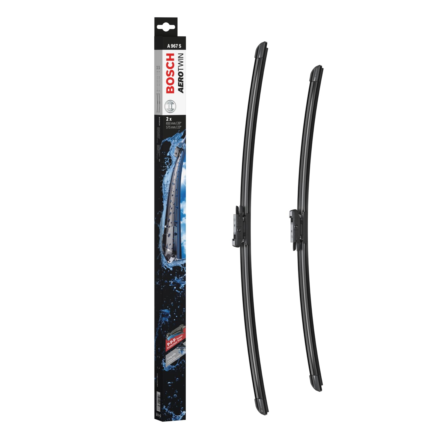 Tergicristalli Bosch Aerotwin A967S, Lunghezza 650mm/575mm, 1 set per parabrezza anteriore