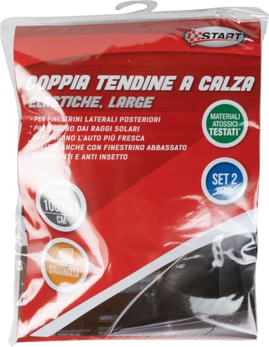 Start Coppia Tendine Parasole A Calza Finestrini Posteriori Laterali Per Auto Large 100X51Cm Protezione Dai Raggi Solari - 6