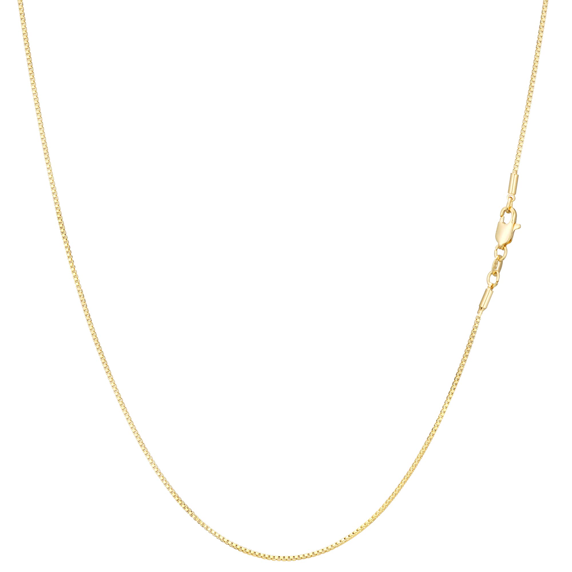 AOZEL 1mm Thin Box Chain Necklace,14K Real Gold Plated Dainty Chain Necklace for Women Sturdy & Simple Chains for Women Non Tarnish 16/18/20/22 inches